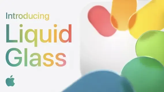 Various colourful abstract Liquid Glass blobs, using glassmorphic frosted glass transparency and resembling real glass