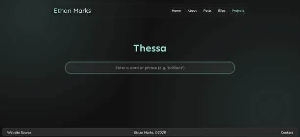 A screenshot of the Thessa interface